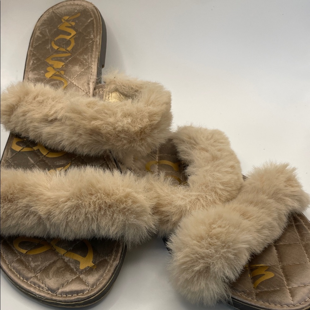 Sam Edelman Fuzzy Cream Slippers